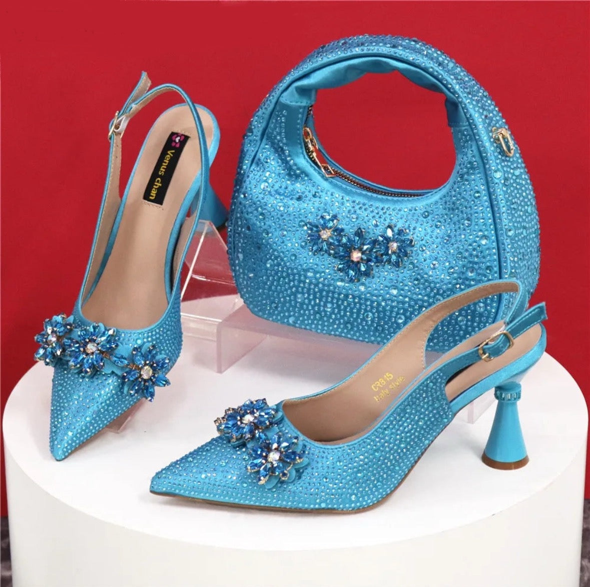 Rhinestone Heel and Bag Set