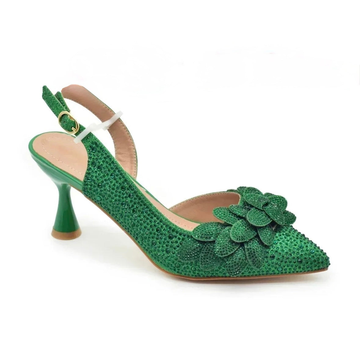 Luxe Floral Glitter Heels & Beaded Handbag Set