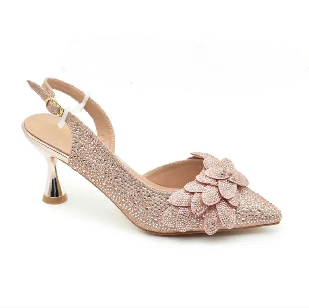 Luxe Floral Glitter Heels & Beaded Handbag Set