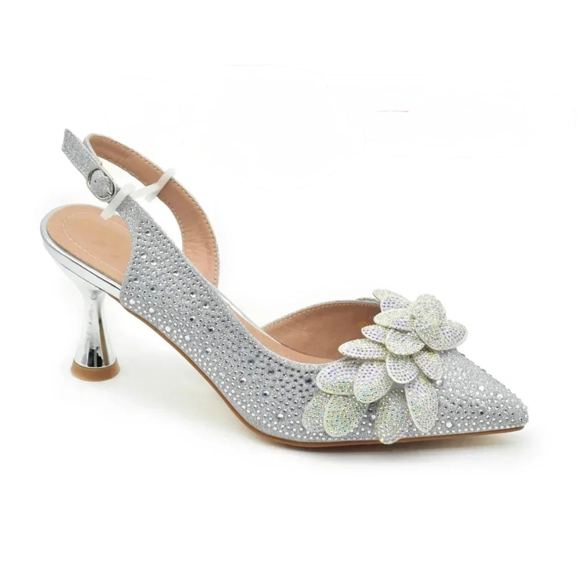 Luxe Floral Glitter Heels & Beaded Handbag Set