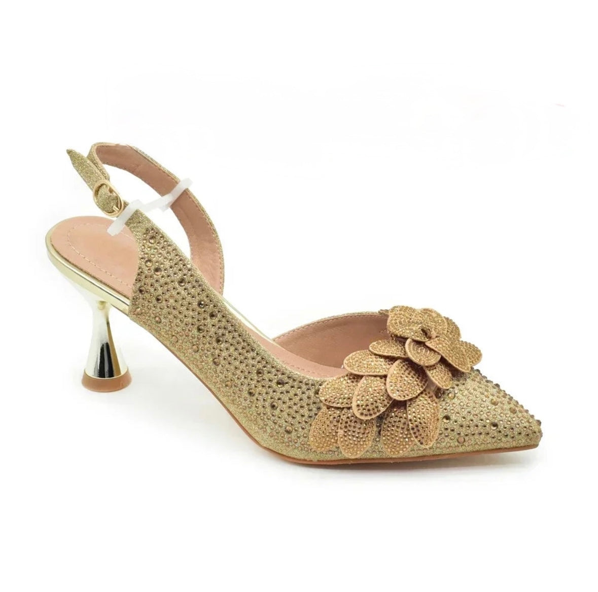 Luxe Floral Glitter Heels & Beaded Handbag Set