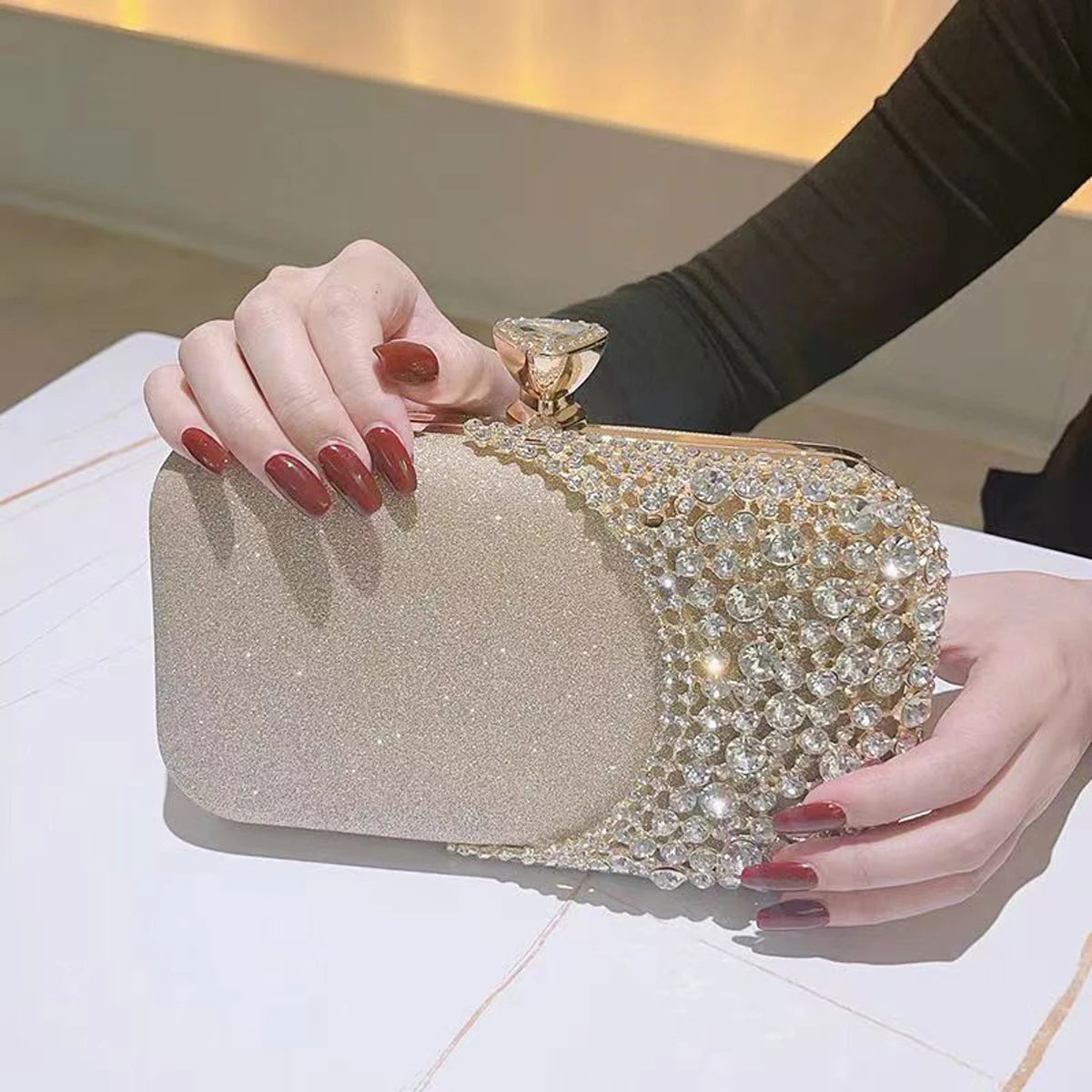Glamorous Crystal-Embellished Evening Clutch