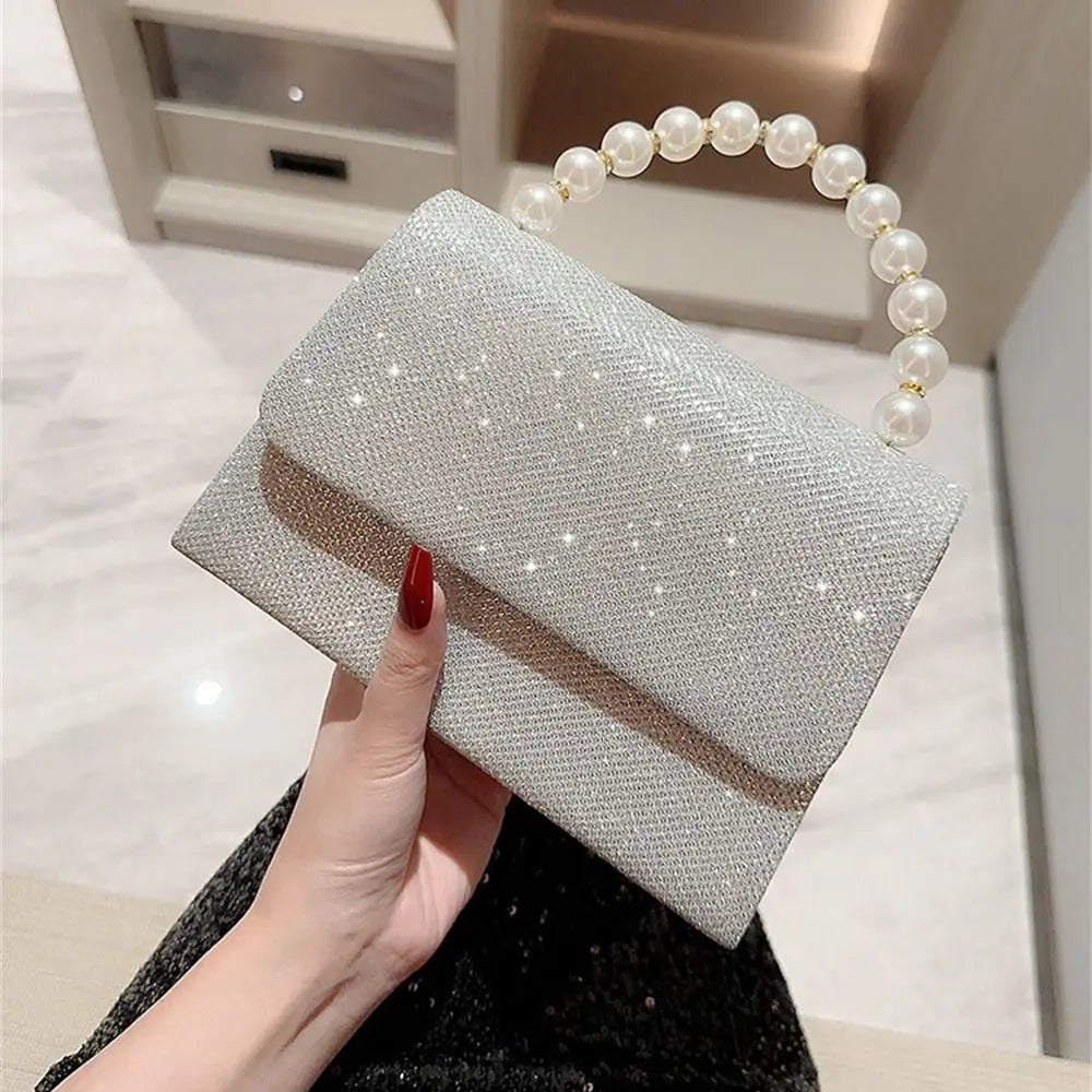 Pearl Handle Sparkling Evening Bag