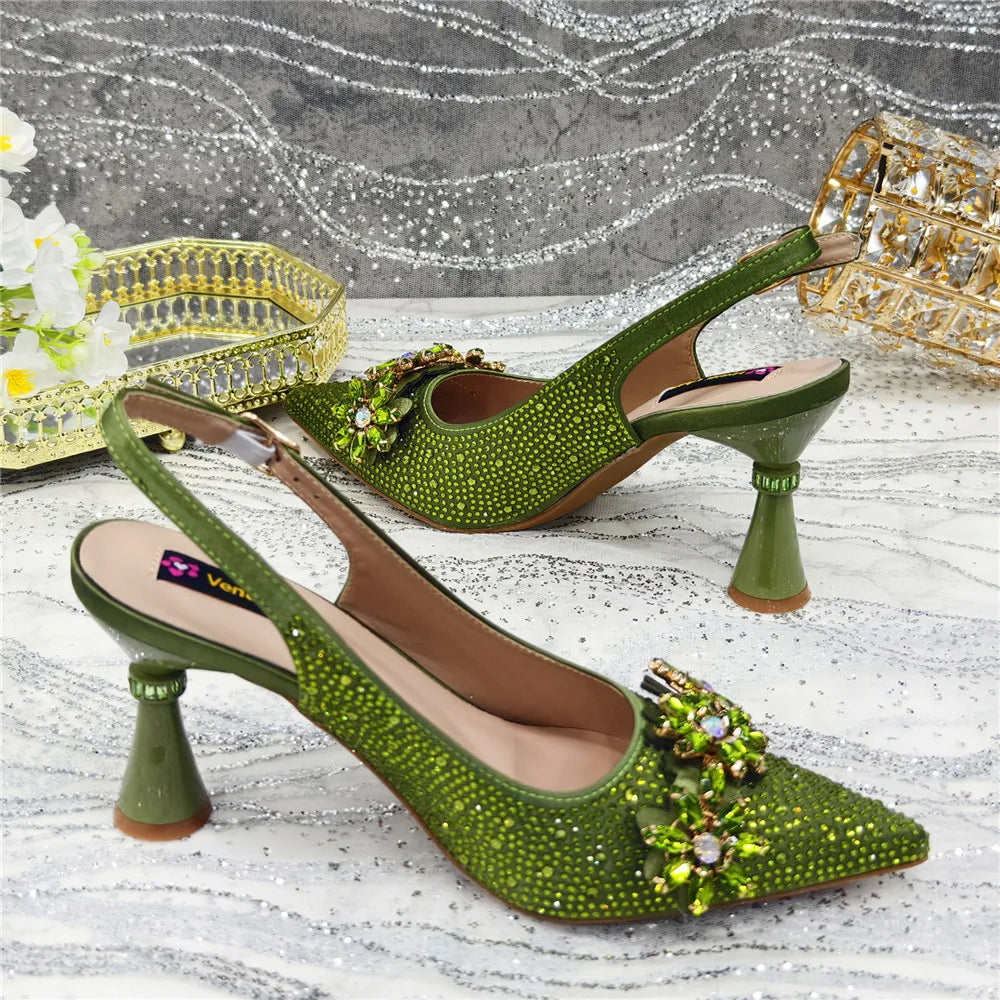 Rhinestone Heel and Bag Set