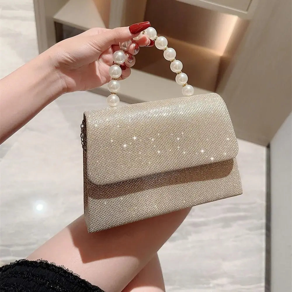 Pearl Handle Sparkling Evening Bag