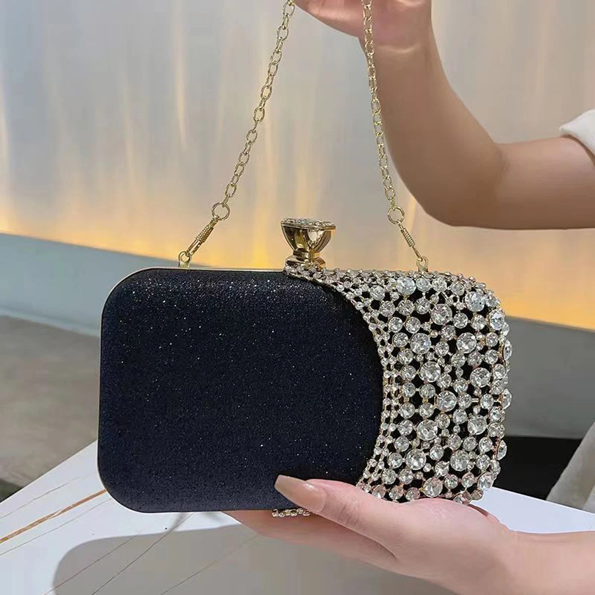 Glamorous Crystal-Embellished Evening Clutch