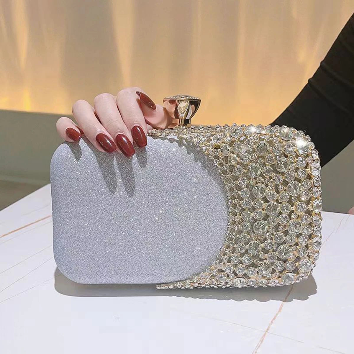 Glamorous Crystal-Embellished Evening Clutch