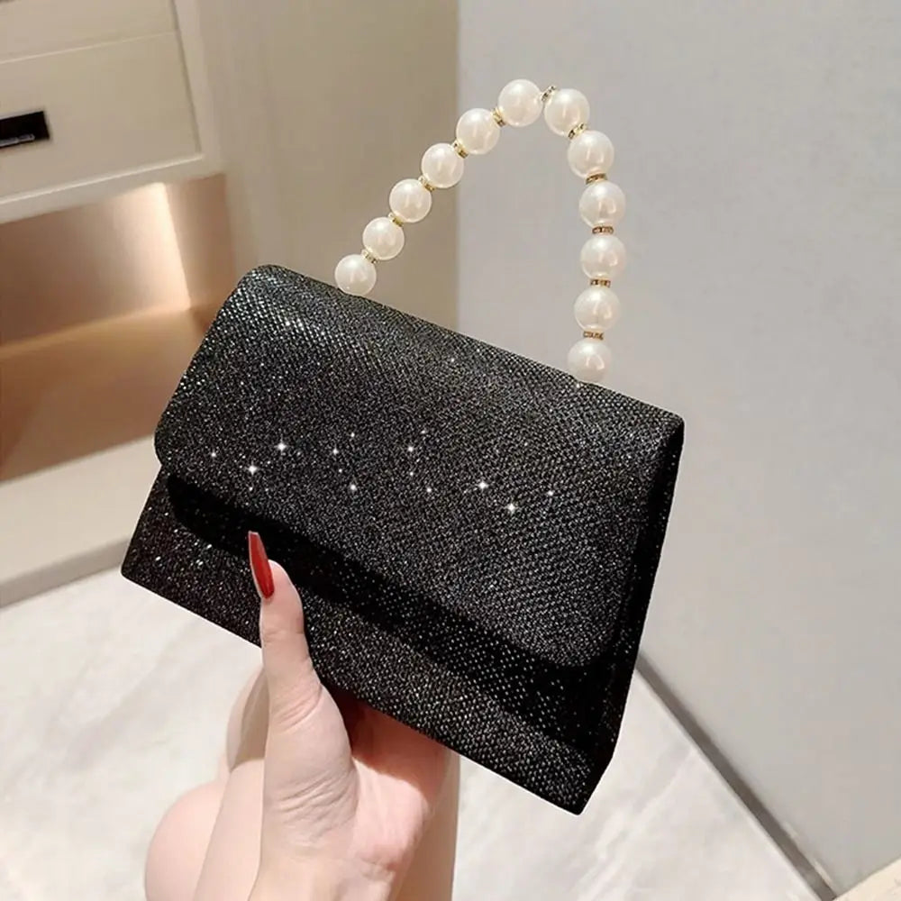 Pearl Handle Sparkling Evening Bag