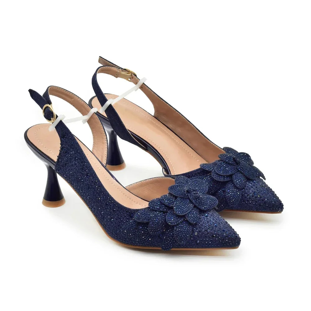 Luxe Floral Glitter Heels & Beaded Handbag Set