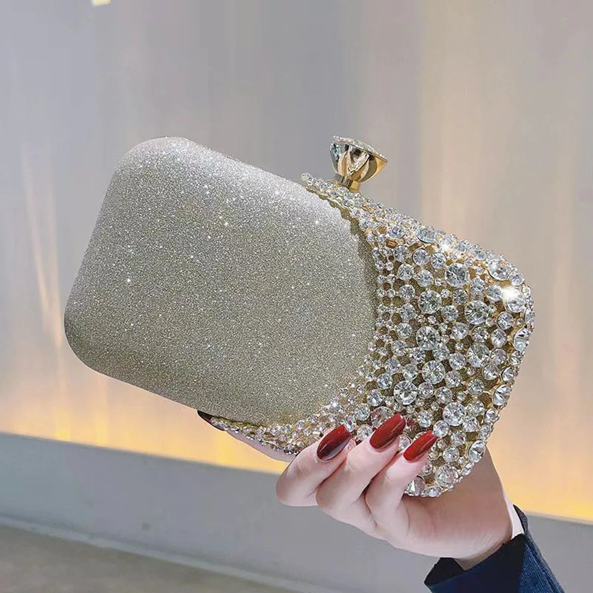 Glamorous Crystal-Embellished Evening Clutch