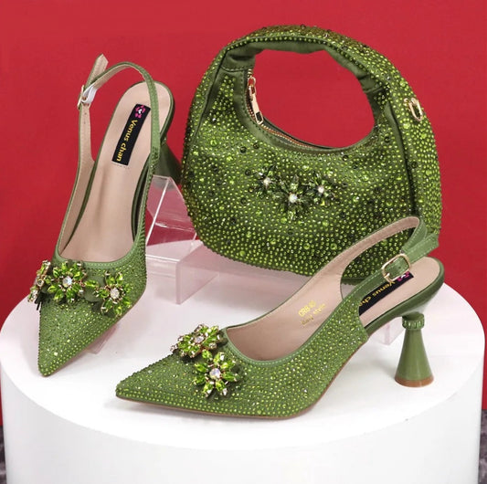 Rhinestone Heel and Bag Set
