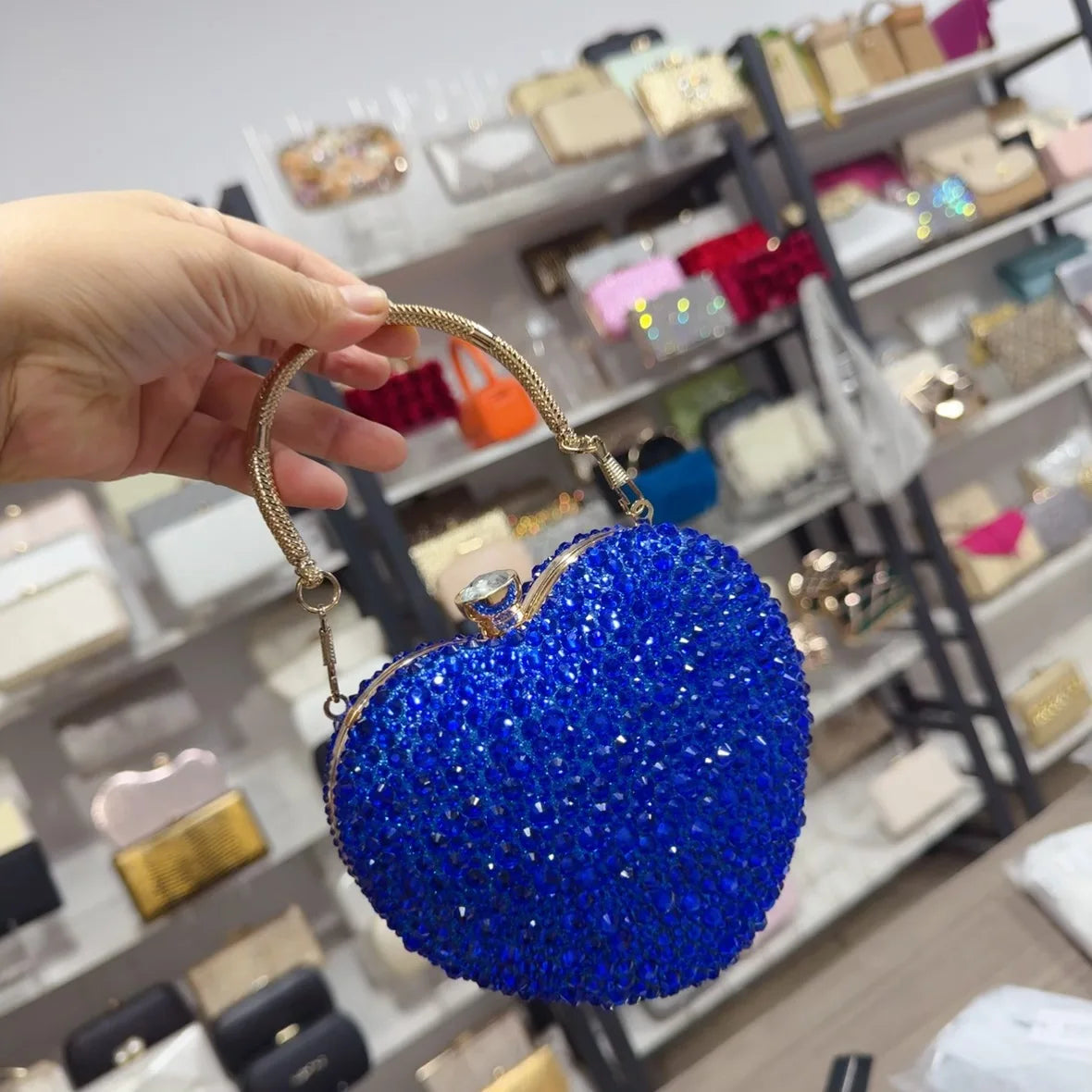 Sparkling Heart-Shaped Evening Bag
