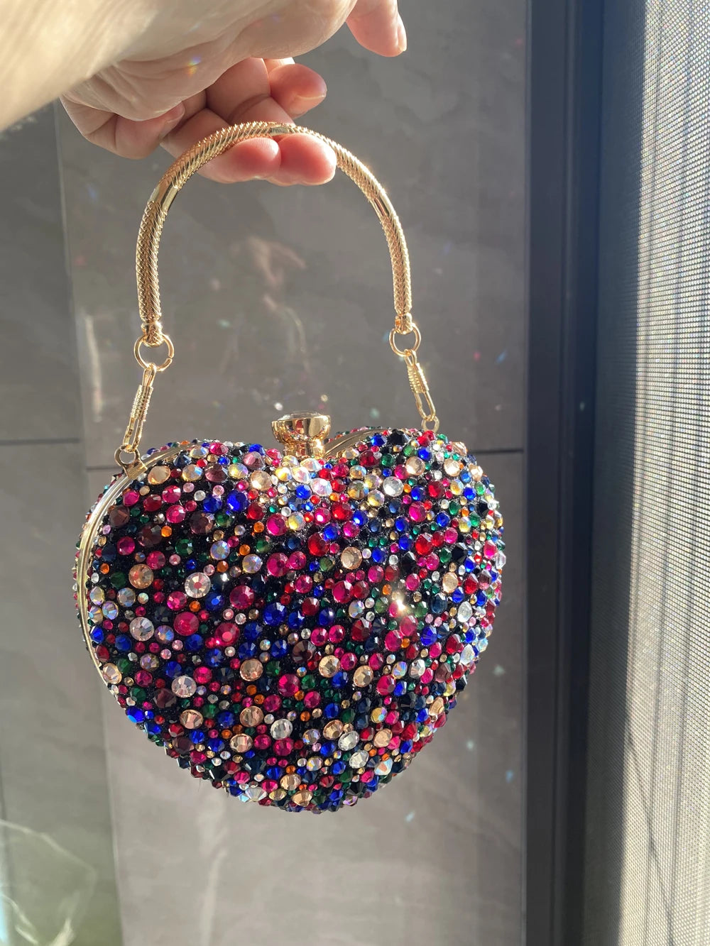Sparkling Heart-Shaped Evening Bag