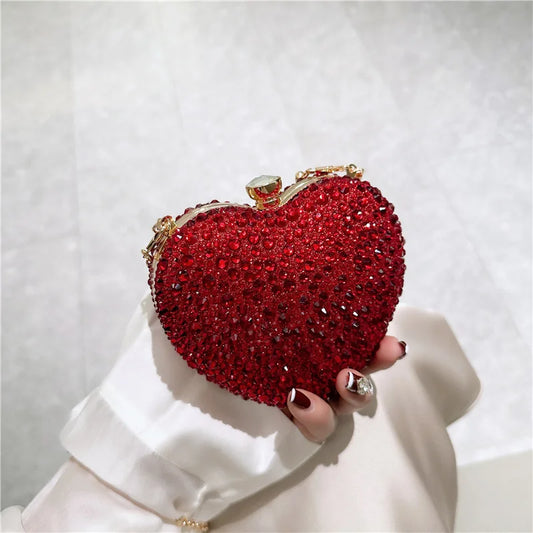 Sparkling Heart-Shaped Evening Bag
