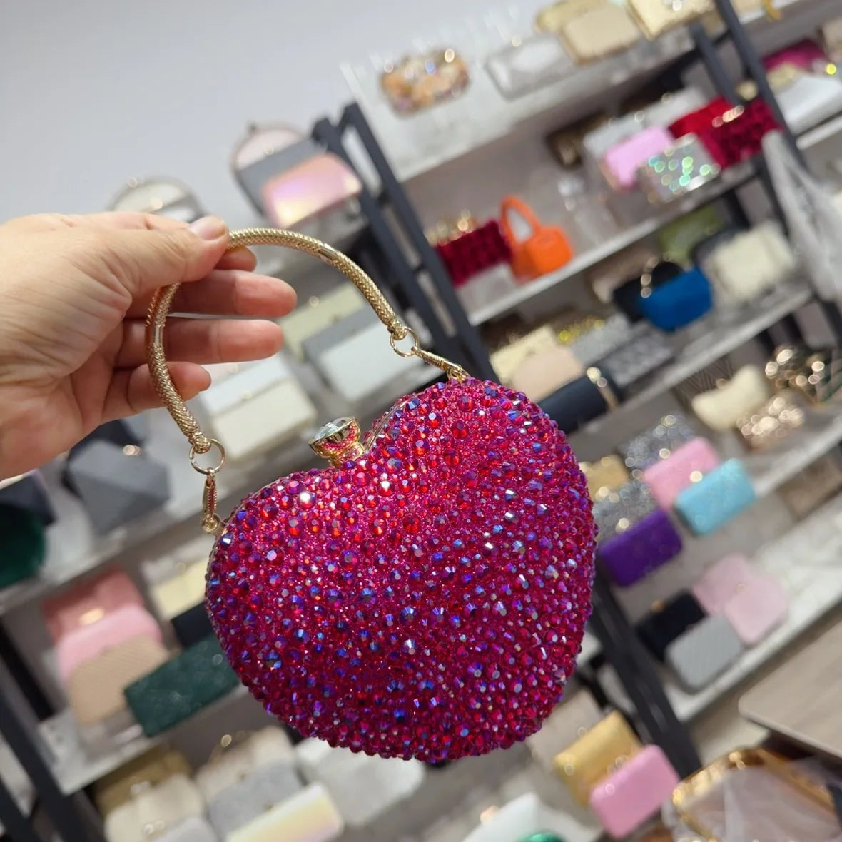 Sparkling Heart-Shaped Evening Bag