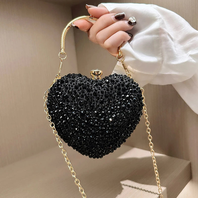 Sparkling Heart-Shaped Evening Bag