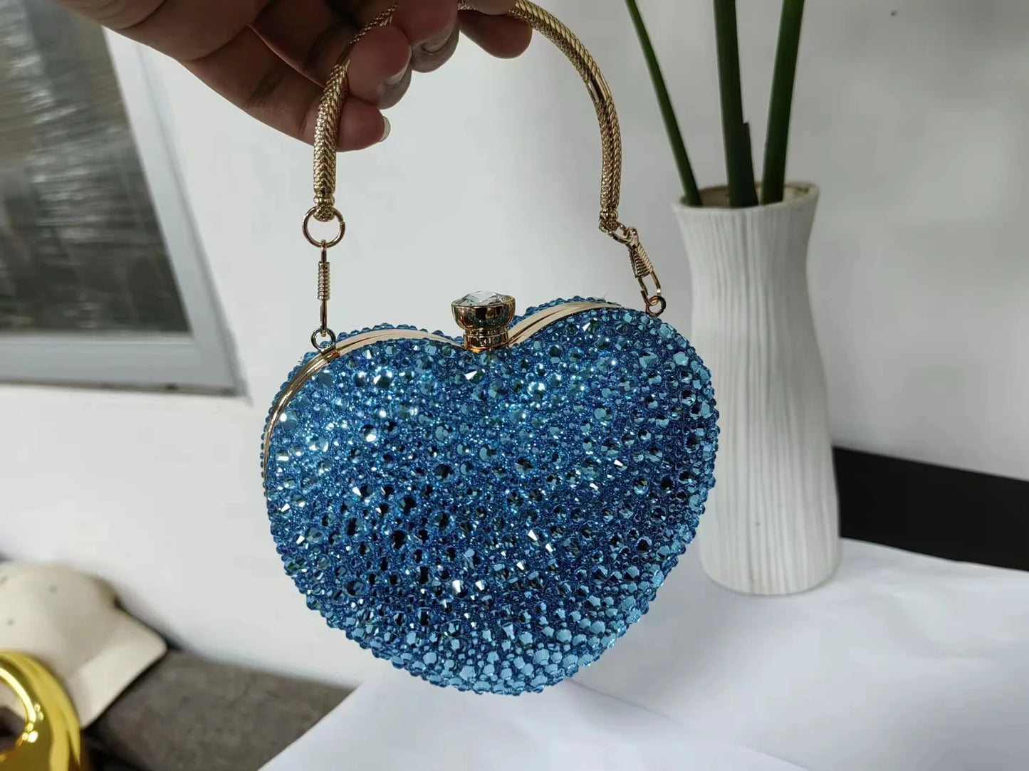 Sparkling Heart-Shaped Evening Bag