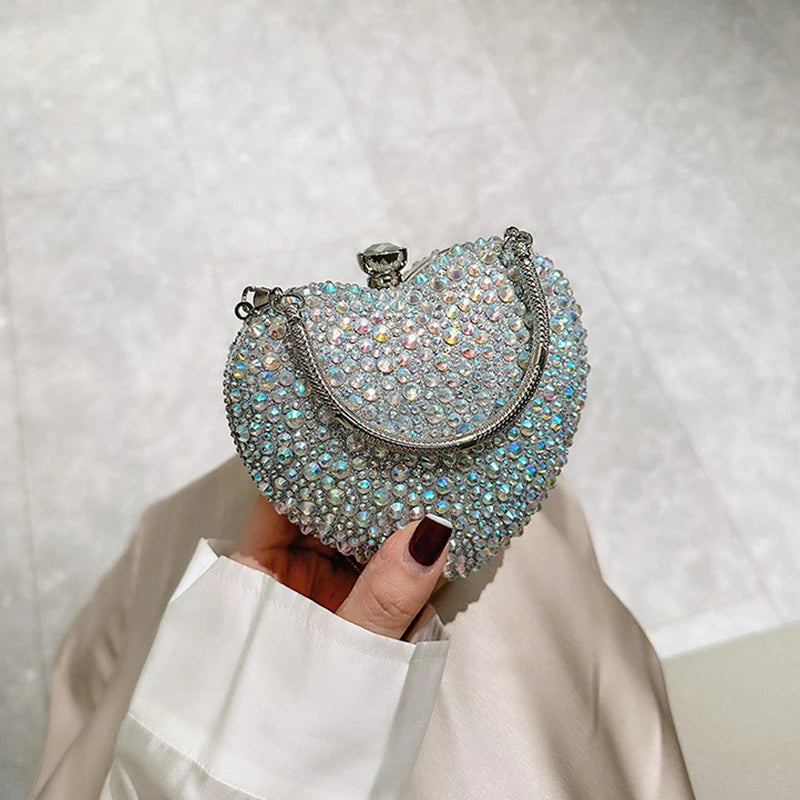 Sparkling Heart-Shaped Evening Bag