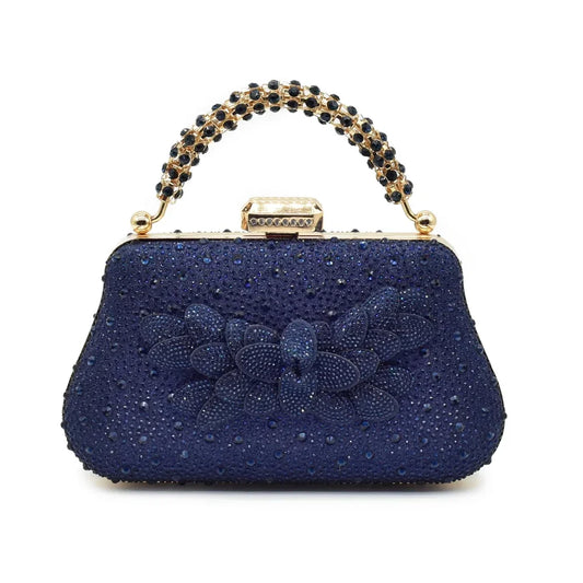 Luxe Floral Glitter Heels & Beaded Handbag Set