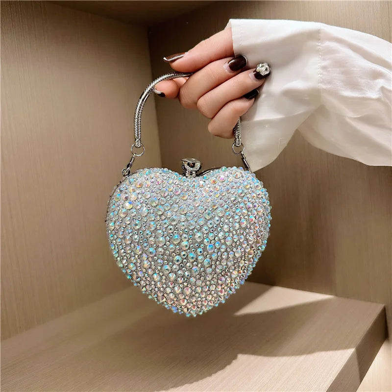 Sparkling Heart-Shaped Evening Bag