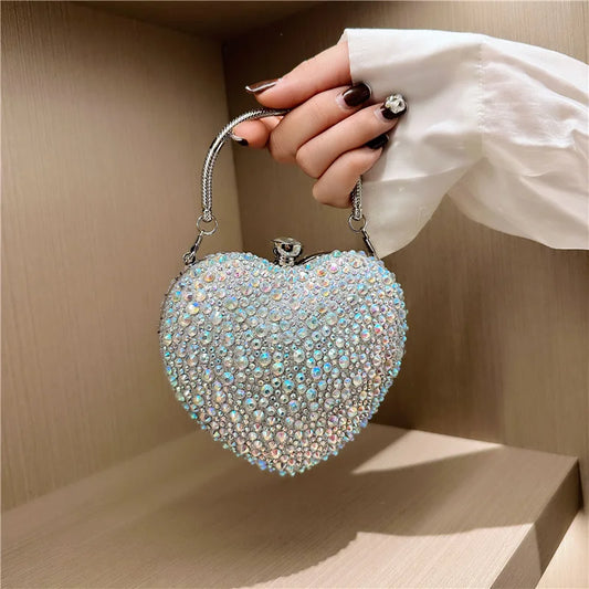 Sparkling Heart-Shaped Evening Bag