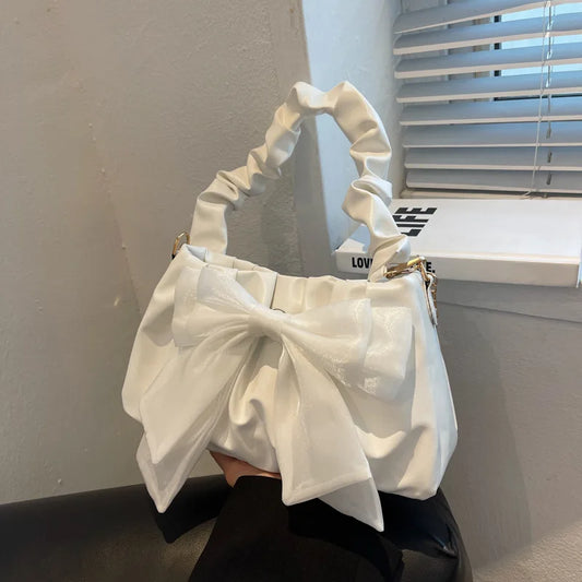 Satin Bow Accent Shoulder Bag