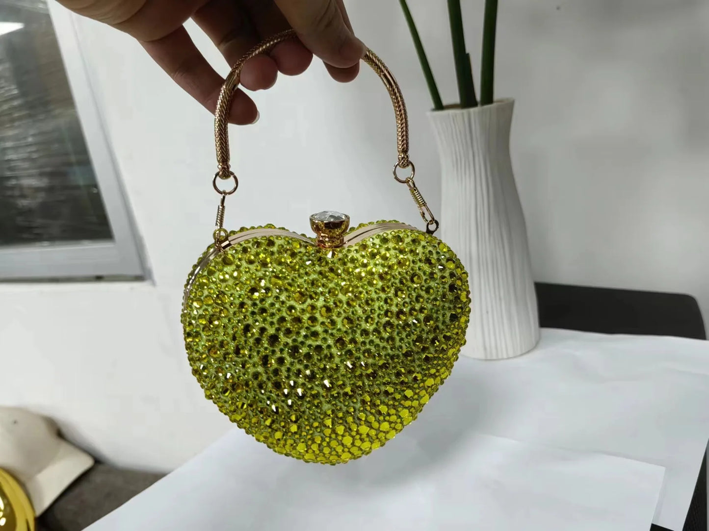 Sparkling Heart-Shaped Evening Bag